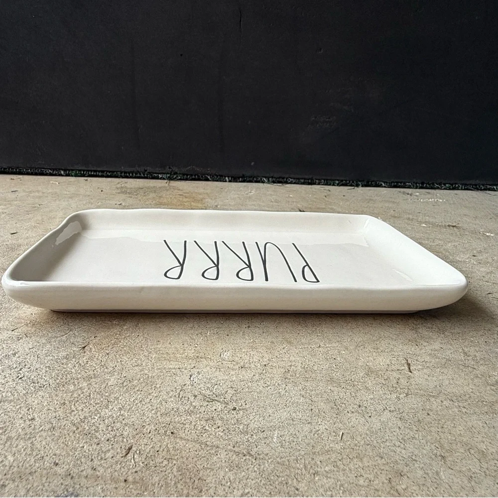 RAE DUNN White Ceramic ‘PURRR’ Tray - NWOT